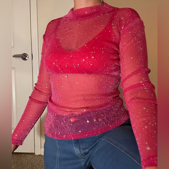 Pink Sparkle Mesh Undershirt - Picture 1 of 2